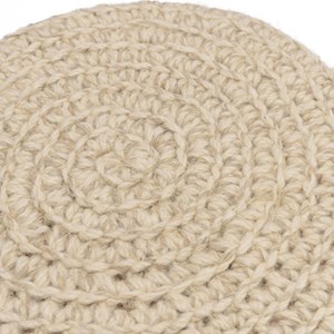 Sacha - tabouret rond 40x40cm laine tressé blanc pieds bois naturel