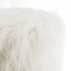 Sacha - tabouret rond 40x40cm peau de mouton couleur blanc pieds bois
