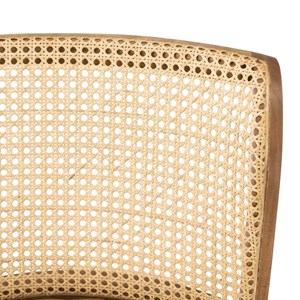 Marcel - lot de 2 chaises assise cuir dossier bois de manguier et rotin