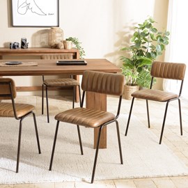 Marcel - lot de 2 chaises assise cuir dossier bois de manguier