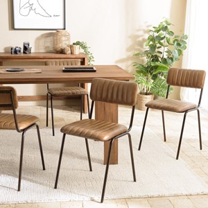 Marcel - lot de 2 chaises assise cuir dossier bois de manguier