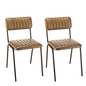 Marcel - lot de 2 chaises assise cuir dossier bois de manguier