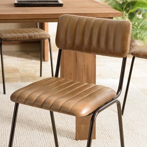 Marcel - lot de 2 chaises assise cuir dossier bois de manguier