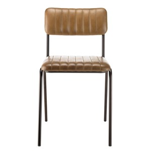 Marcel - lot de 2 chaises assise cuir dossier bois de manguier