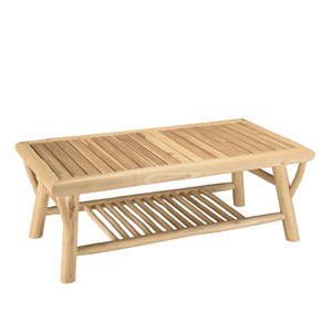 Will - table basse rect. En branches de bois de teck double plateau