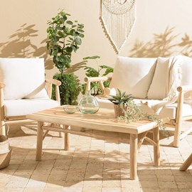 Will - table basse rectangulaire en branches de bois teck naturel