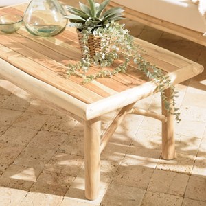 Will - table basse rectangulaire en branches de bois teck naturel