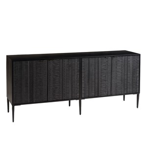 Gloria - buffet bois de manguier 4 portes sculptées noir