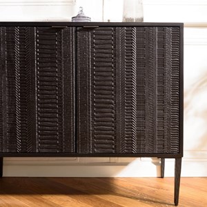 Gloria - buffet bois de manguier 4 portes sculptées noir