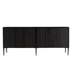Gloria - buffet bois de manguier 4 portes sculptées noir
