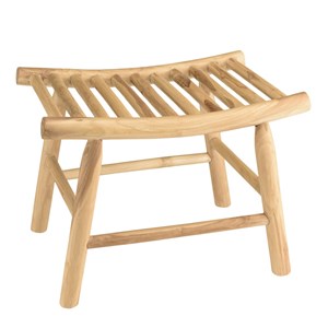 Will - tabouret en branches de bois de teck naturel assise ajourée