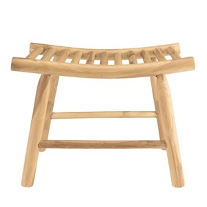 Will - tabouret en branches de bois de teck naturel assise ajourée