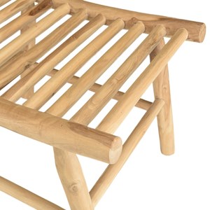 Will - tabouret en branches de bois de teck naturel assise ajourée