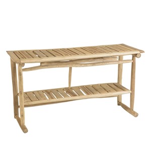 Will - console double plateau en branches de bois de teck naturel