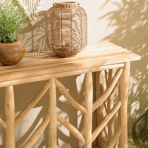 Will - console en bois de teck naturel piètement ajouré