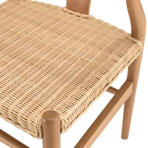 Will - chaise en bois de mahogany, dossier arrondi et assise en rotin