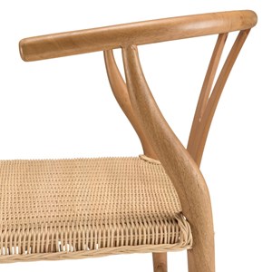 Will - chaise en bois de mahogany, dossier arrondi et assise en rotin