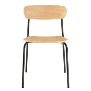 Tom - lot de 2 chaises « écolier » en bois de frêne pieds acier noir