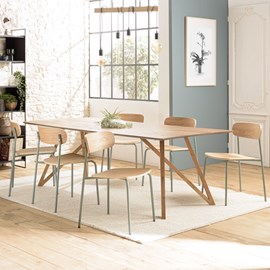 Tom - lot de 2 chaises « écolier » bois de frêne pieds acier vert
