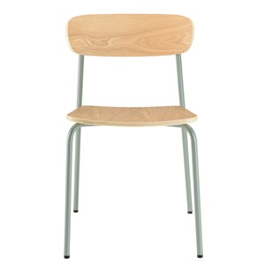 Tom - lot de 2 chaises « écolier » bois de frêne pieds acier vert