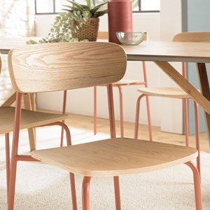 Tom - lot de 2 chaises écolier en bois de frêne et acier terracotta