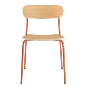 Tom - lot de 2 chaises écolier en bois de frêne et acier terracotta
