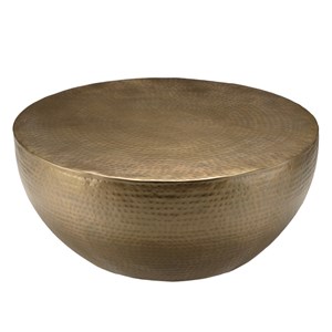 Johan - table basse coque ronde 90x90cm en aluminium doré antique
