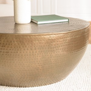 Johan - table basse coque ronde 90x90cm en aluminium doré antique