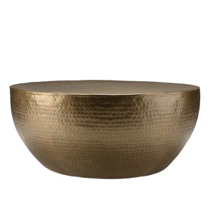 Johan - table basse coque ronde 90x90cm en aluminium doré antique