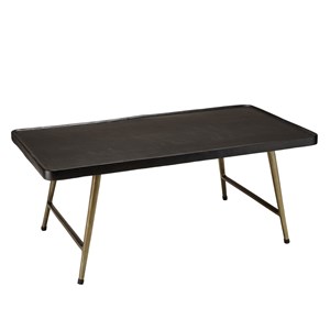 Johan - table basse rect. En aluminium plateau noir pieds dorés