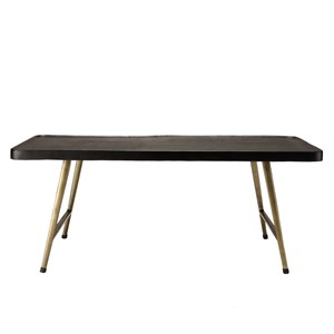Johan - table basse rect. En aluminium plateau noir pieds dorés