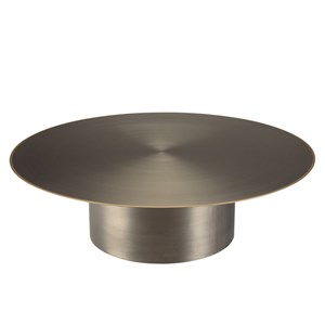 James - table basse ronde 120x120cm en métal noir et bordure dorée