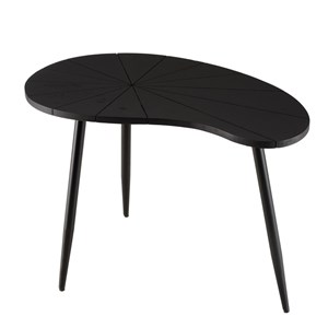 James - table d'appoint ovoïde plateau texturé noir mat pieds noir