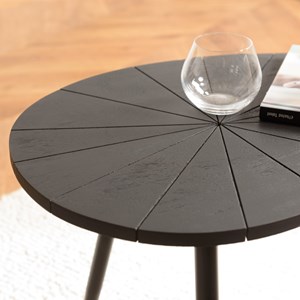 James - table d'appoint ovoïde plateau texturé noir mat pieds noir