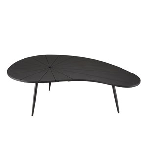 James - table basse ovoïde plateau texturé noir mat pieds métal noir