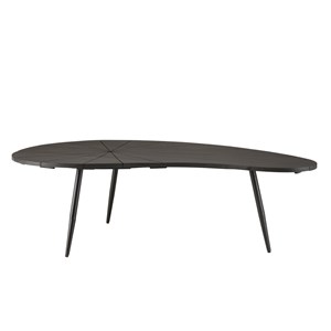 James - table basse ovoïde plateau texturé noir mat pieds métal noir