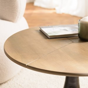 James - table d'appoint 65x65cm plateau en manguier pied évasé noir