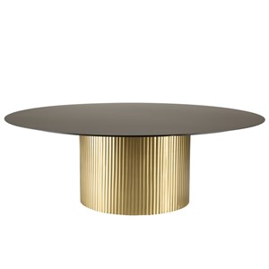 James - table basse ronde 110x110cm plateau métal noir pied strié doré