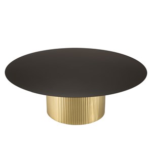 James - table basse ronde 110x110cm plateau métal noir pied strié doré