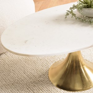 James - table basse 100x56cm plateau marbre pied évasé doré