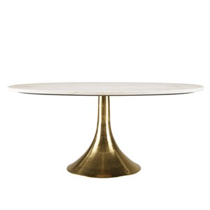 James - table basse 100x56cm plateau marbre pied évasé doré