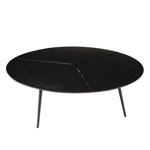 James - table basse ronde 100x100cm en aluminium noir mat
