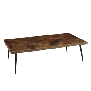 Kiara - table basse rect. 135x70cm bois recyclé pieds métal noir