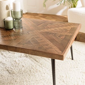 Kiara - table basse rect. 135x70cm bois recyclé pieds métal noir