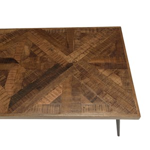 Kiara - table basse rect. 135x70cm bois recyclé pieds métal noir