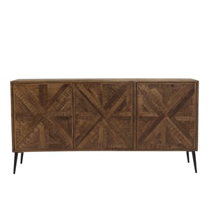 Kiara - buffet 3 portes bois recyclé formes symétriques pieds noir