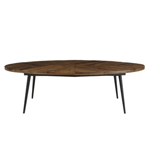 Kiara - table basse en bois recyclé ovale 135x70cm plateau chevrons