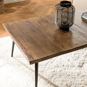 Kiara - table basse rectangle bois recyclé pieds métal