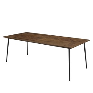Kiara - table à manger bois recyclé rect. 220x100cm formes géométriques