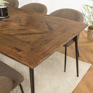 Kiara - table à manger bois recyclé rect. 220x100cm formes géométriques